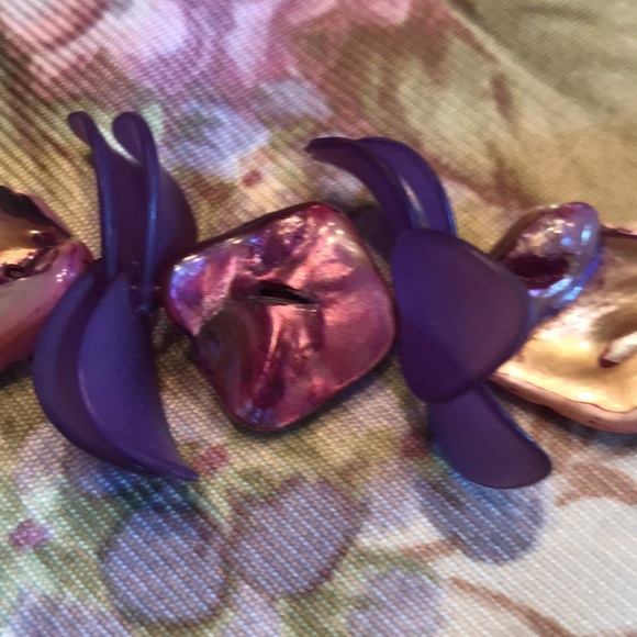 BEAD AND SHELL PURPLE TONES NECKLACE AND BRACELET - Picture 8 of 15